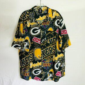 Green Bay Packers NFL Team Apparel Men's Size 2XL Super Bowl Hawaiian Shirt